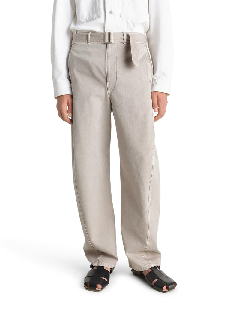 Lemaire Men Twisted Cotton Twill Trousers With Belt LEMAIRE