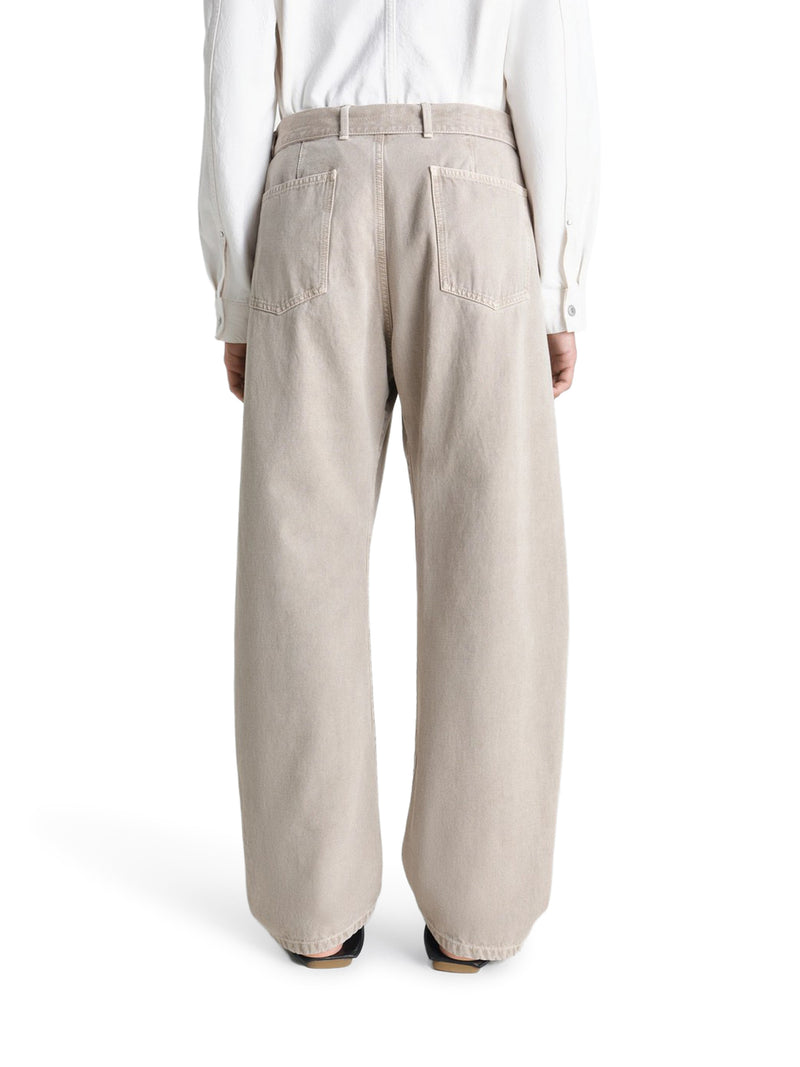 Lemaire Men Twisted Cotton Twill Trousers With Belt LEMAIRE