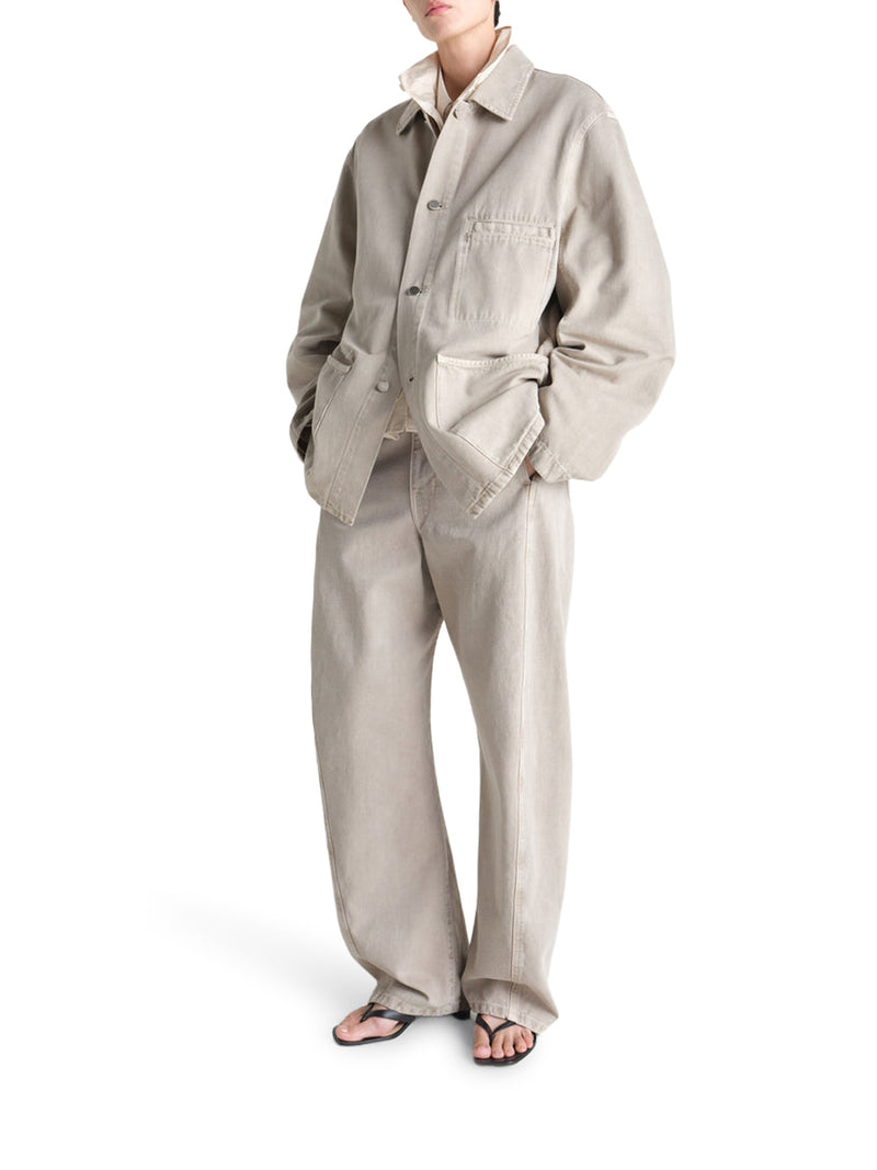 Lemaire Men Utility Overshirt In Snow Broken Twill LEMAIRE