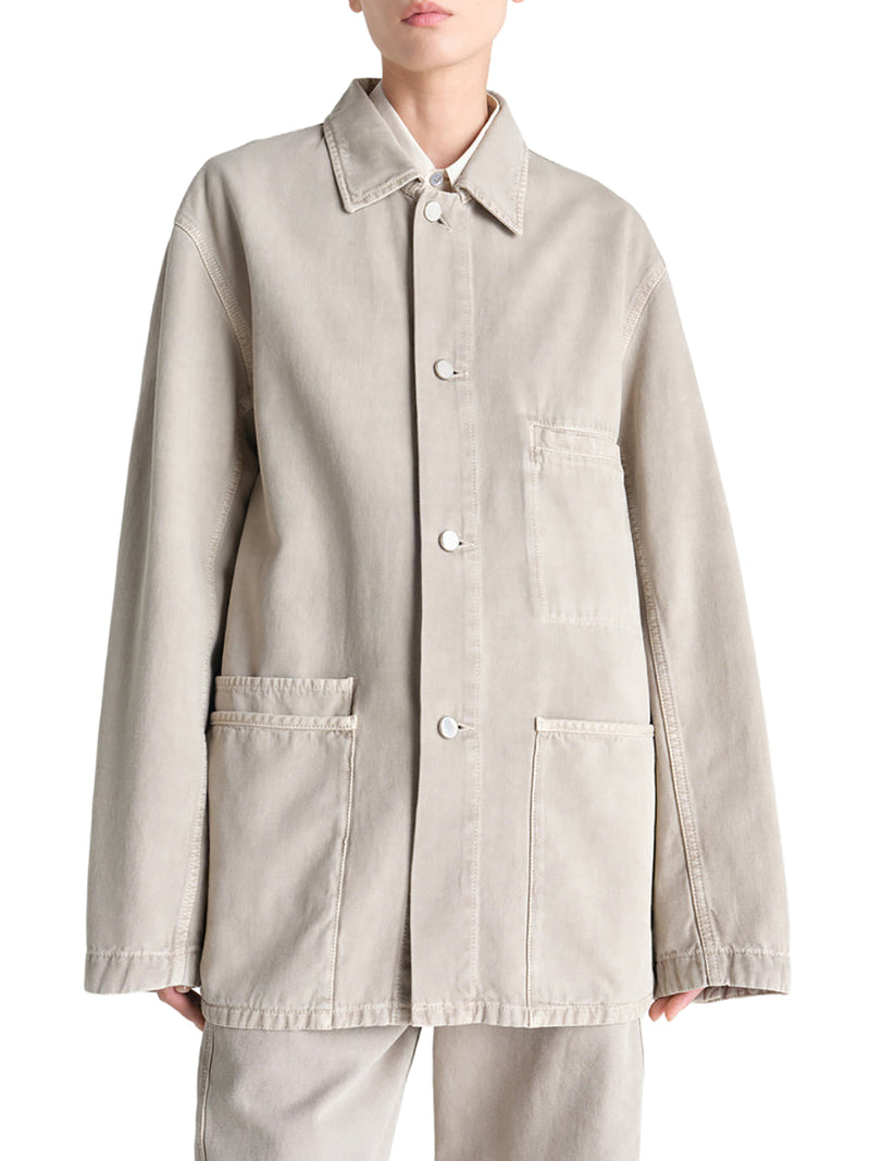 Lemaire Men Utility Overshirt In Snow Broken Twill LEMAIRE