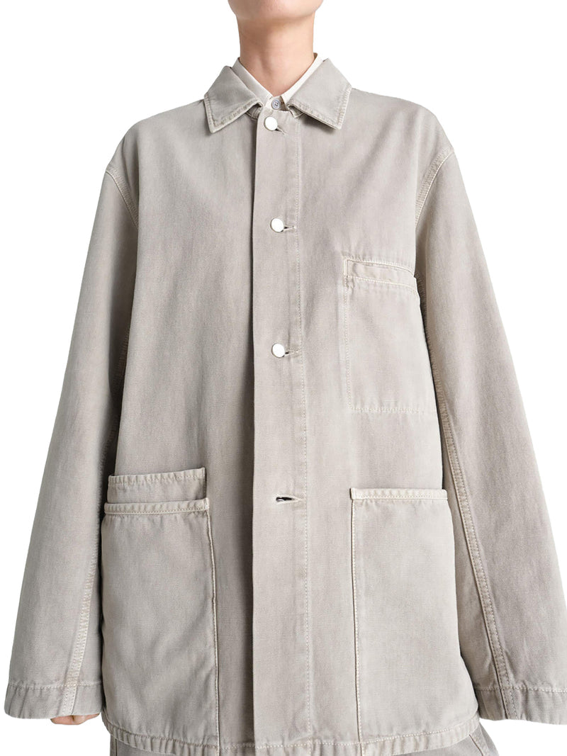 Lemaire Men Utility Overshirt In Snow Broken Twill LEMAIRE