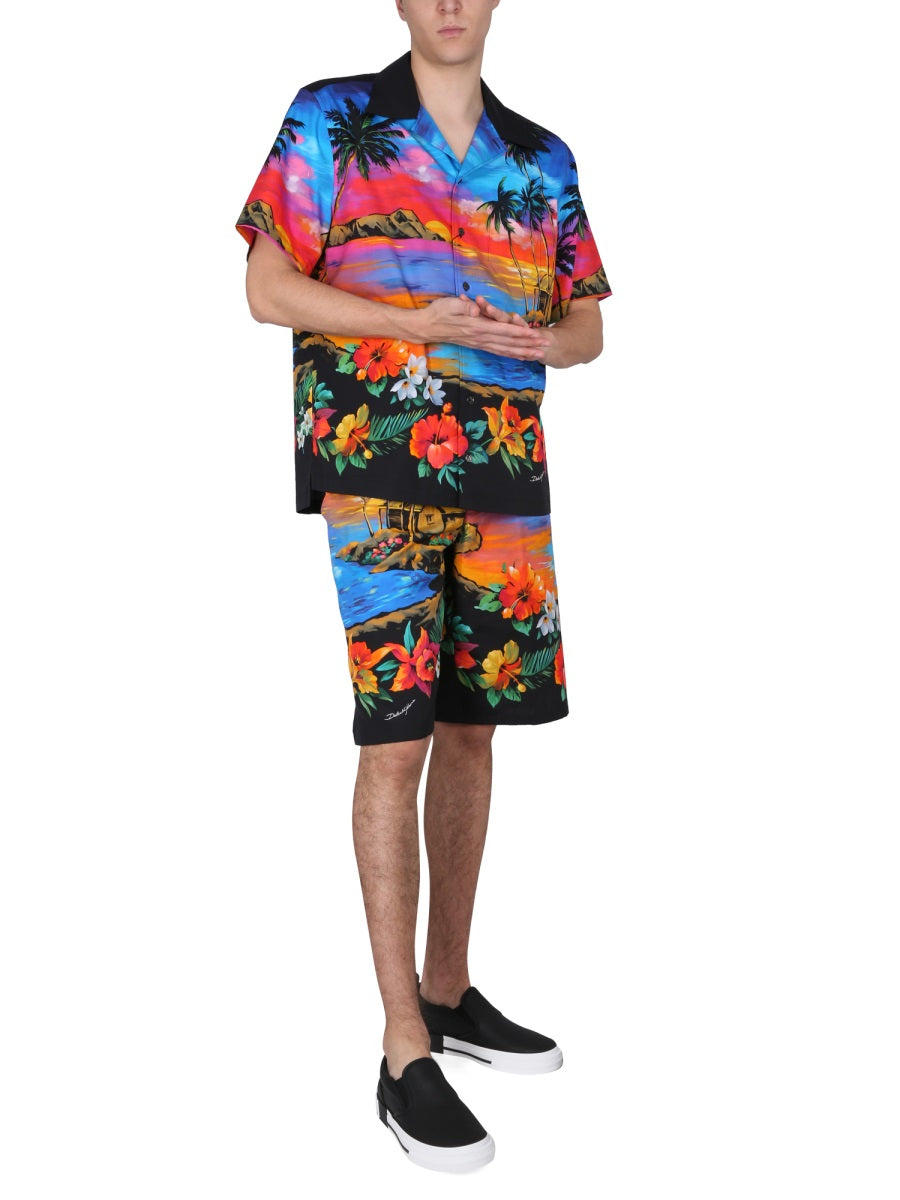 Dolce & Gabbana Men Bermuda Shorts With Sunset Print DOLCE & GABBANA