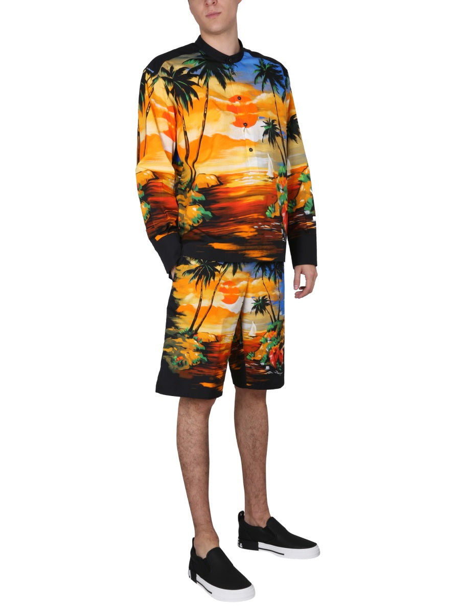 Dolce & Gabbana Men Bermuda Shorts With Hawaii Print DOLCE & GABBANA
