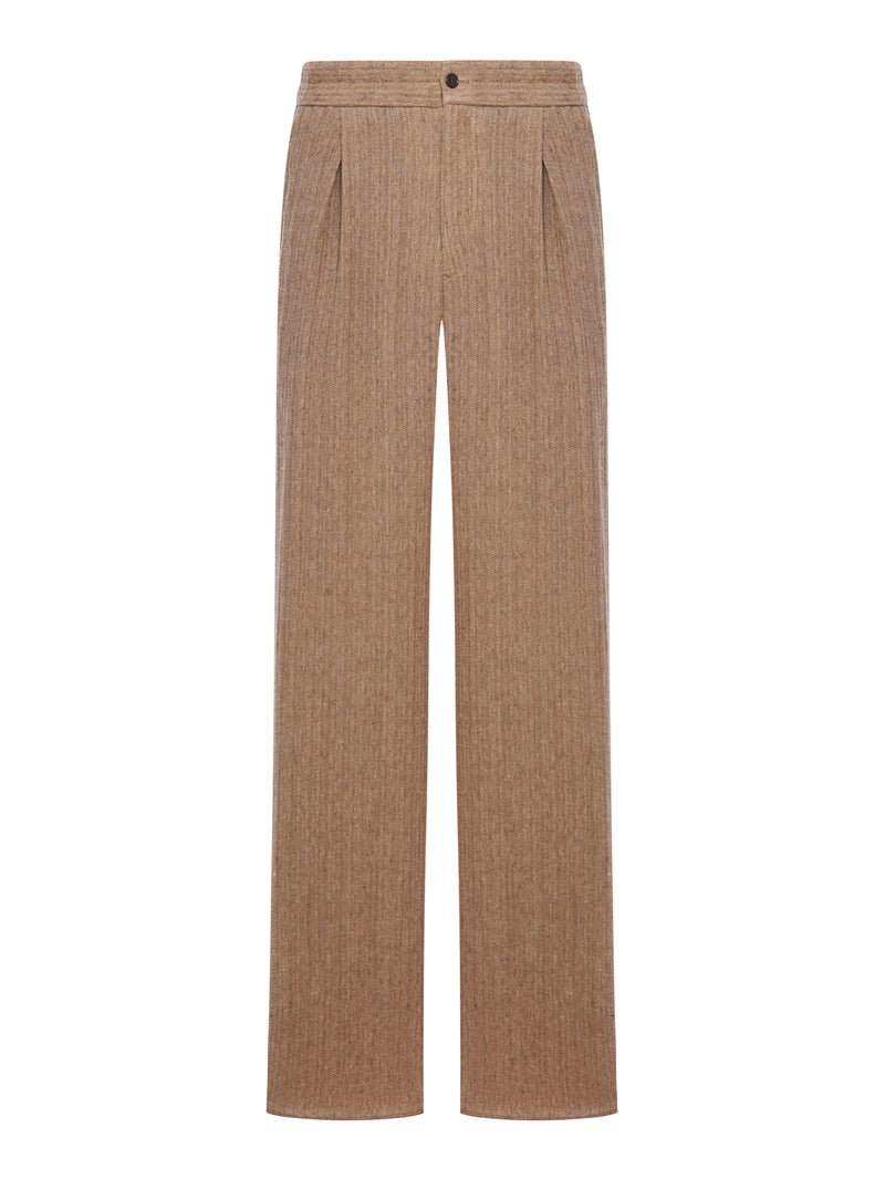 Giorgio Armani Men Single-Pleated Trousers In Mouliné Jacquard Linen GIORGIO ARMANI