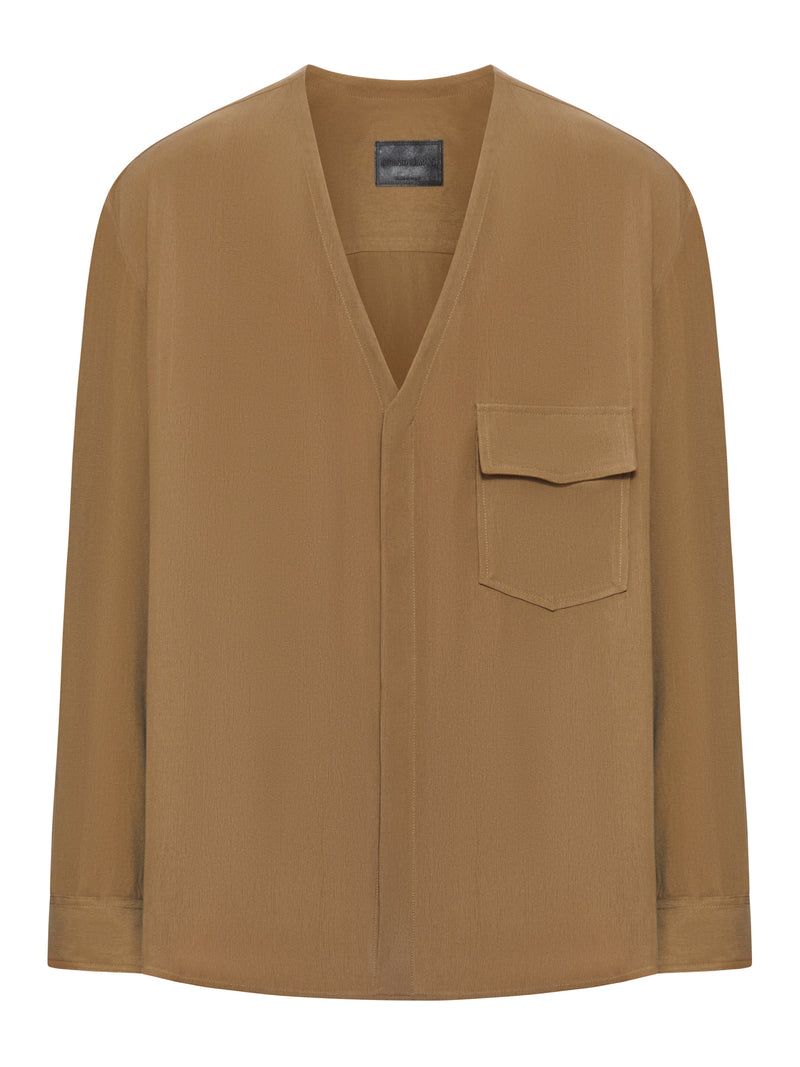 Giorgio Armani Men Viscose Blouse With V-Neck And Patch Pocket GIORGIO ARMANI
