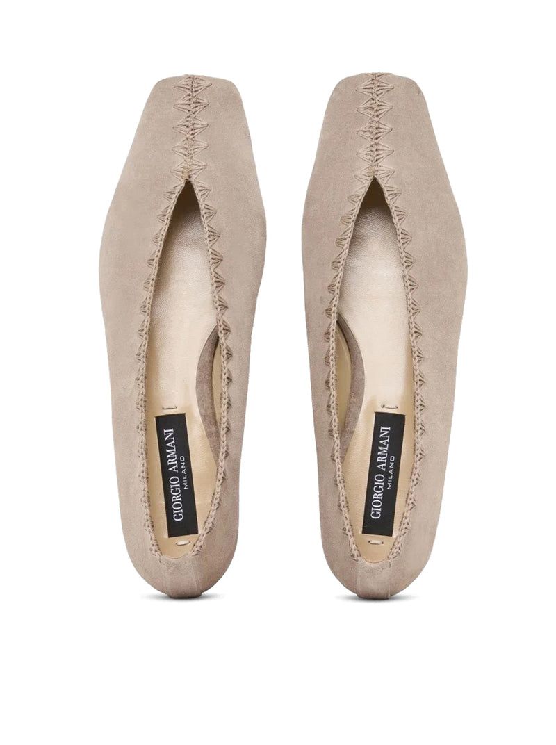 Giorgio Armani Women Suede Ballerinas With Embroidery GIORGIO ARMANI