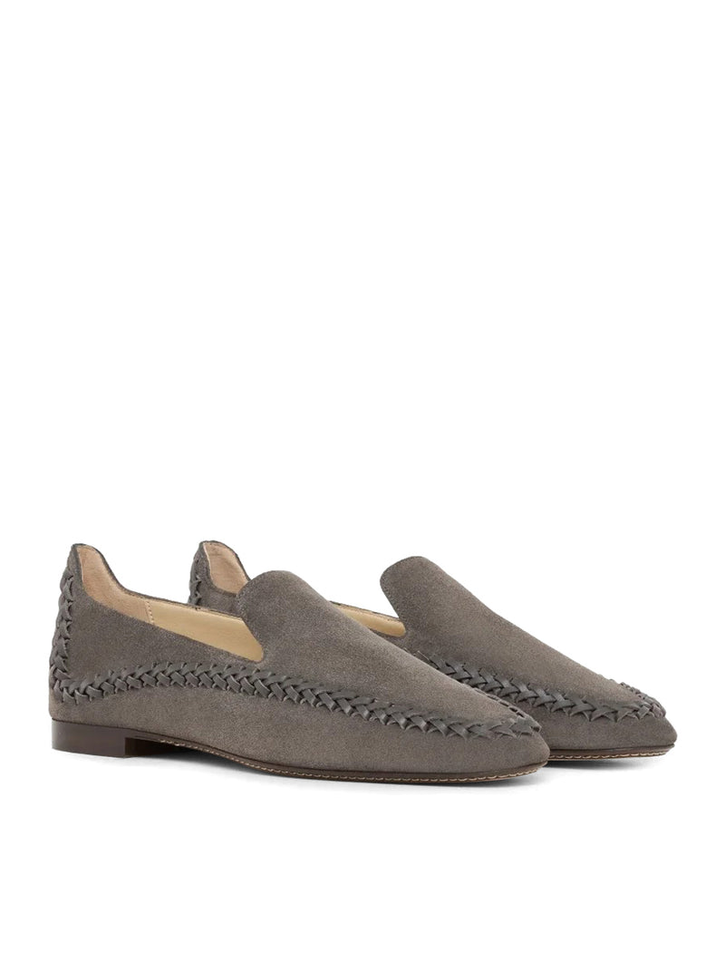 Giorgio Armani Women Slip-On Suede Sneakers With Woven Embroidery GIORGIO ARMANI