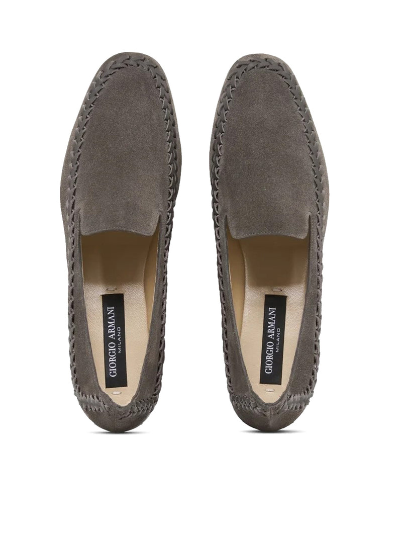 Giorgio Armani Women Slip-On Suede Sneakers With Woven Embroidery GIORGIO ARMANI