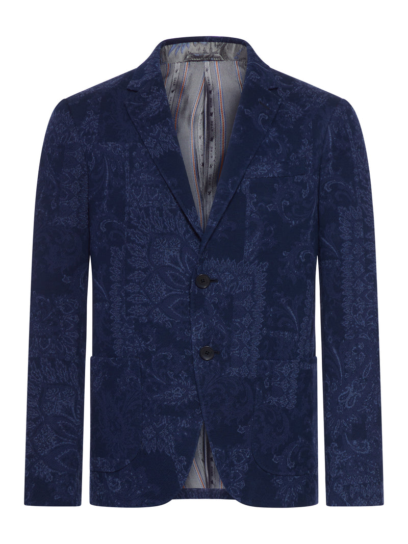 Etro Men Single-Breasted Jacquard Cotton Jacket With Floral Pattern ETRO