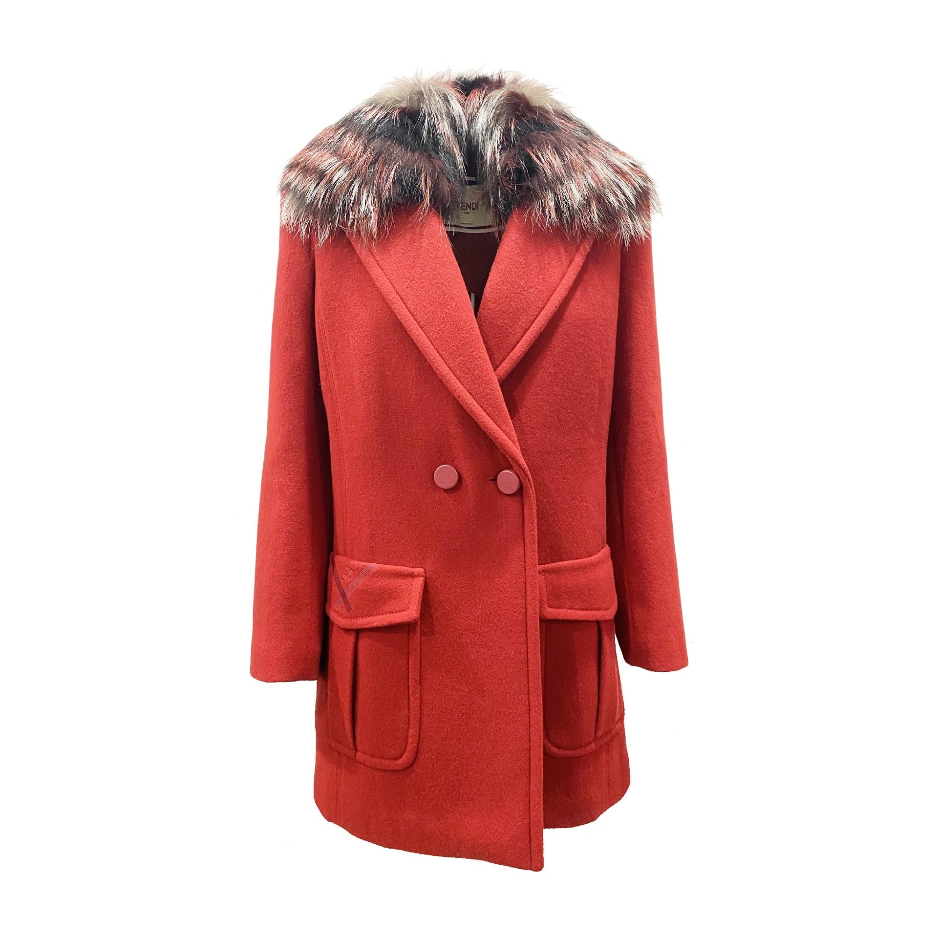 Fendi Fur Collar Wool Coat Women FENDI