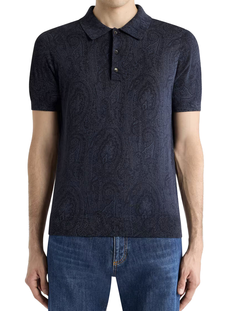 Etro Men Cotton Blend Polo Shirt With Floral Paisley Pattern ETRO