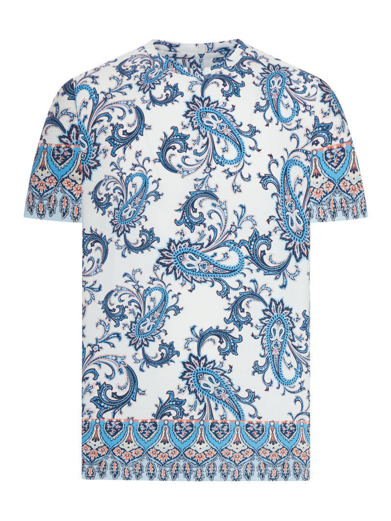 Etro Men Rome Cotton T-Shirt With Placed Print ETRO