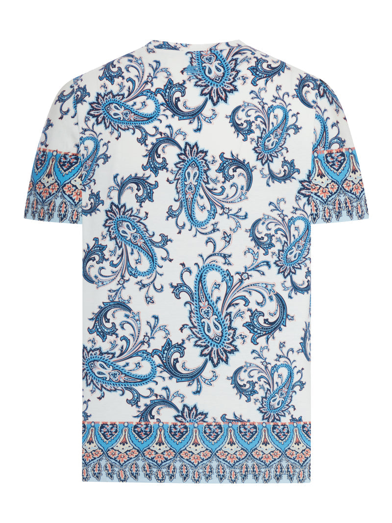 Etro Men Rome Cotton T-Shirt With Placed Print ETRO