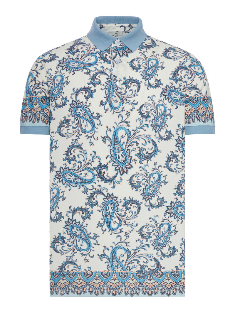 Etro Men Cotton Polo Shirt With Placed Print ETRO