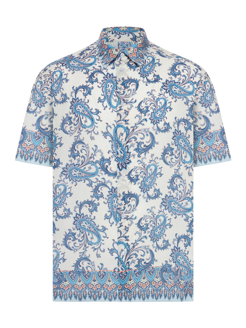Etro Men Oversized Cotton Muslin Shirt With Floral Paisley Pattern ETRO