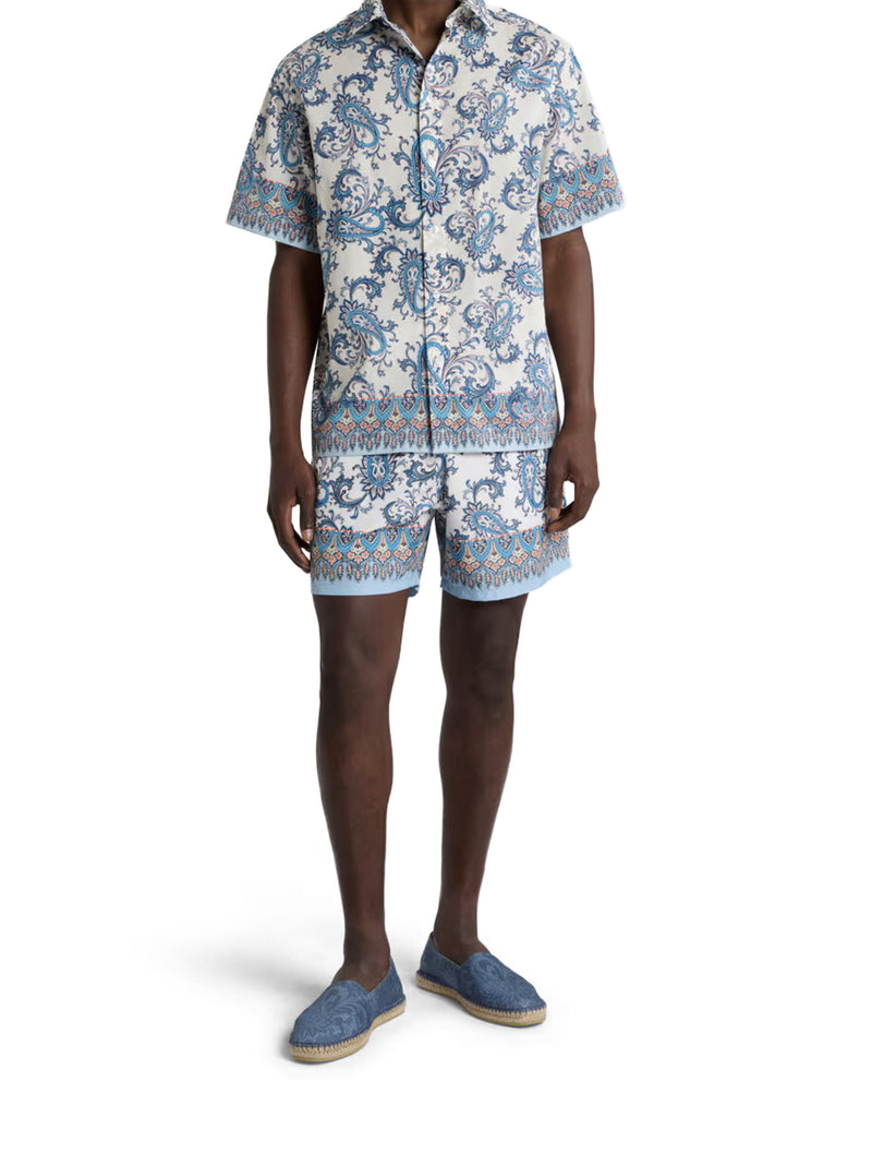 Etro Men Oversized Cotton Muslin Shirt With Floral Paisley Pattern ETRO