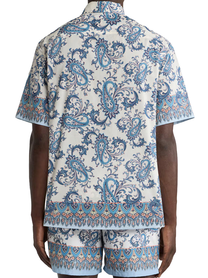 Etro Men Oversized Cotton Muslin Shirt With Floral Paisley Pattern ETRO
