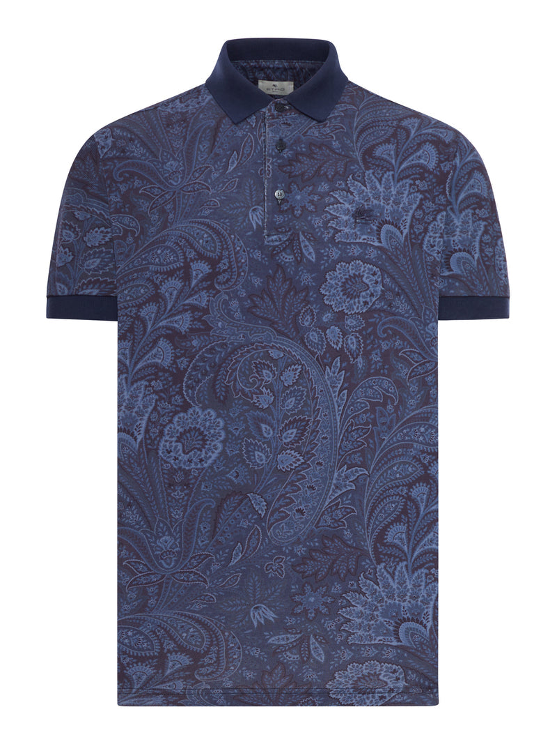 Etro Men Cotton Piquet Polo Shirt With Paisley Print ETRO