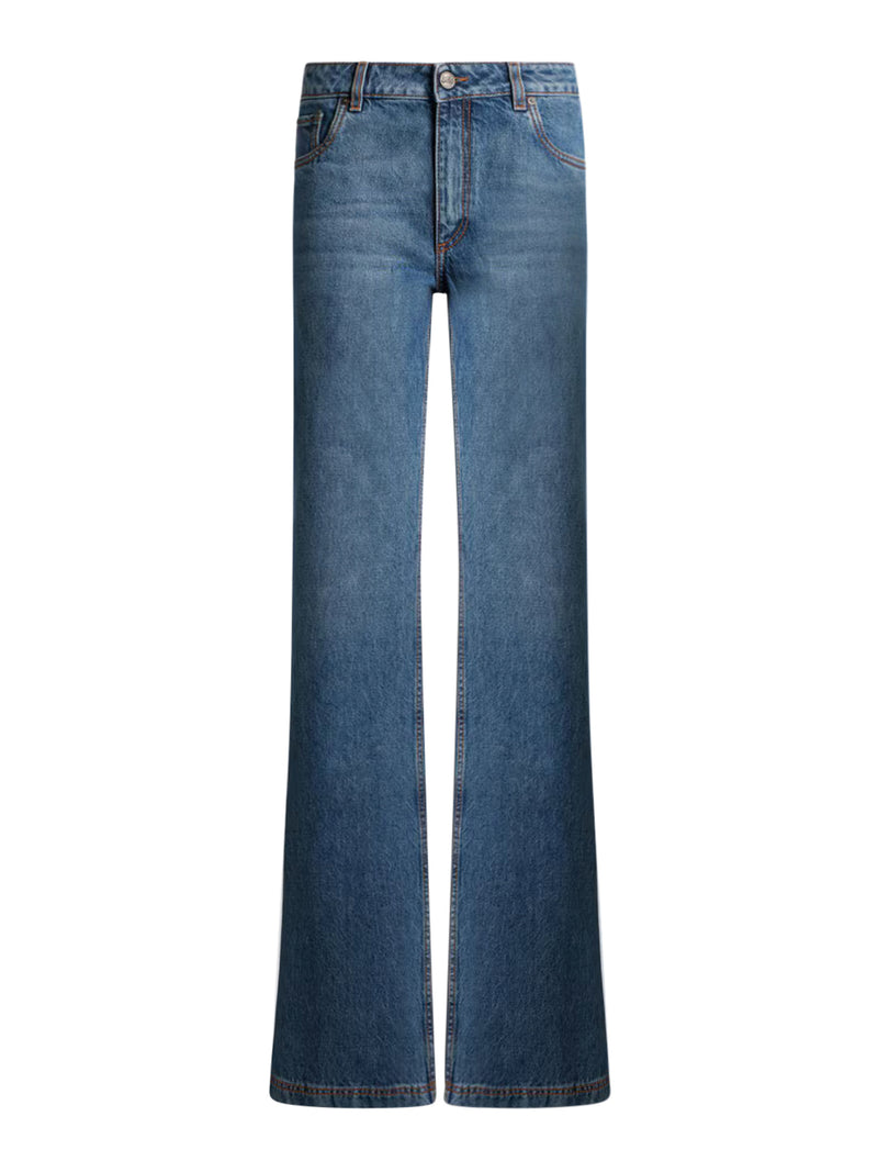 Etro Women Flared Denim Jeans With Pegasus Embroidery ETRO