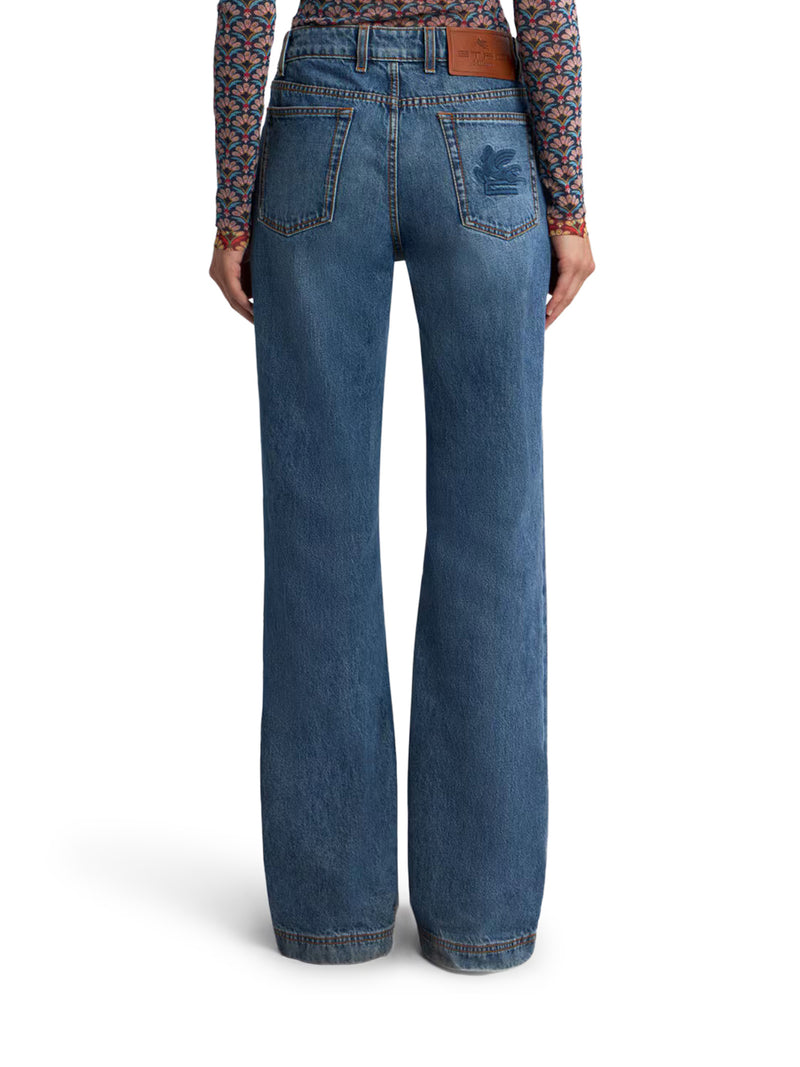 Etro Women Flared Denim Jeans With Pegasus Embroidery ETRO