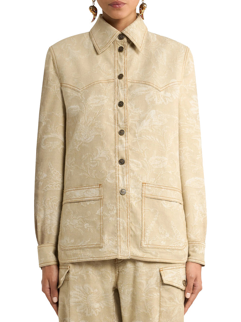 Etro Women Jacquard Overshirt With Tone-On-Tone Floral Pattern ETRO