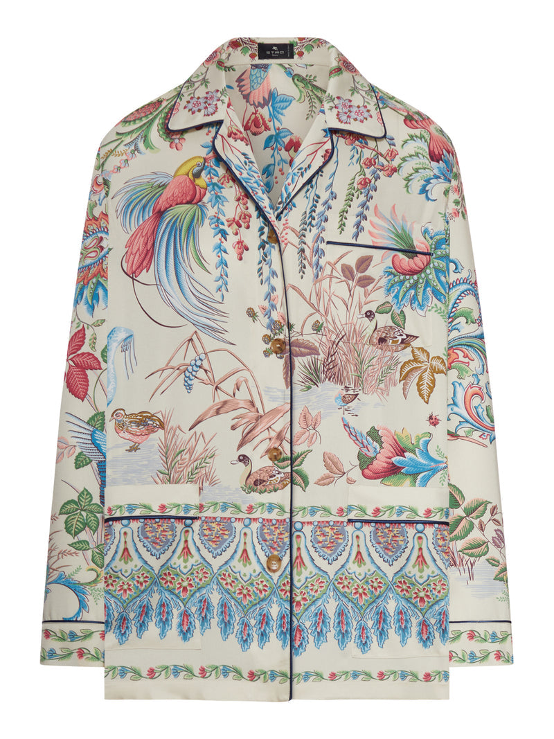Etro Women Twill Shirt With Placed Flora And Fauna Print ETRO