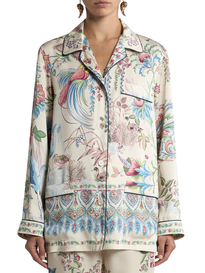 Etro Women Twill Shirt With Placed Flora And Fauna Print ETRO