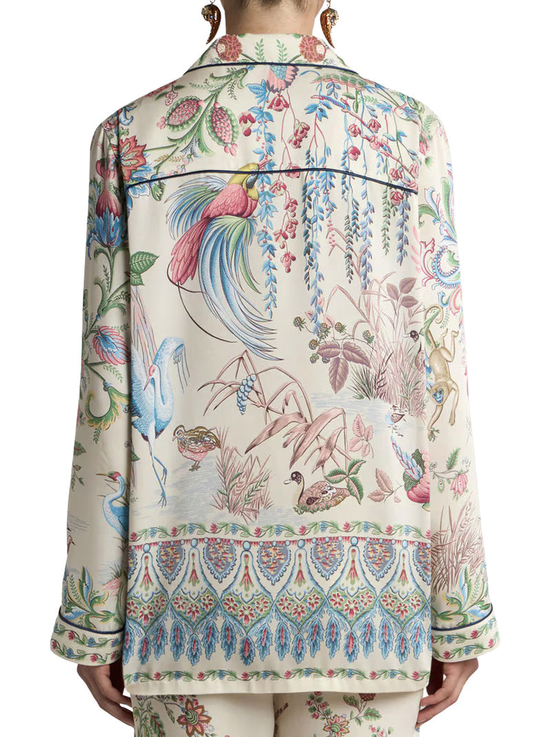 Etro Women Twill Shirt With Placed Flora And Fauna Print ETRO