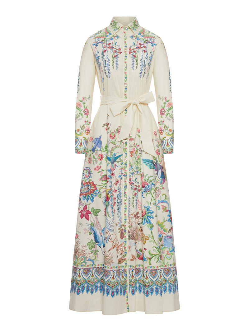 Etro Women Long Silk Chemisier Dress With Floral Print And Belt ETRO
