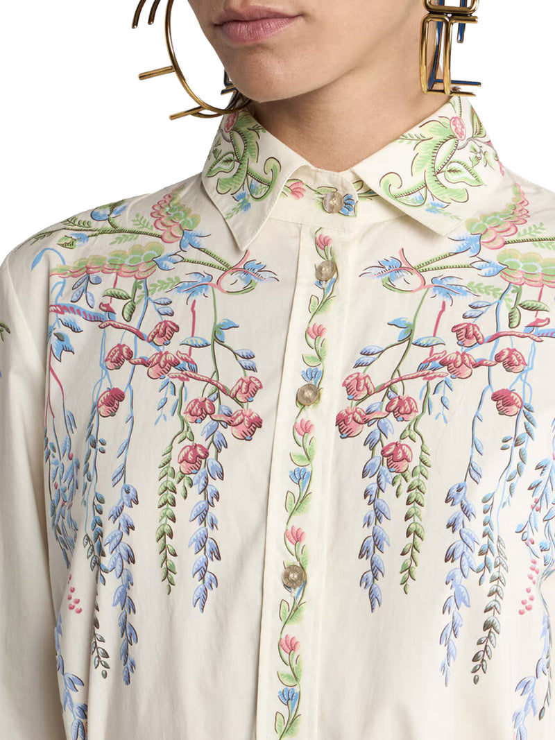 Etro Women Long Silk Chemisier Dress With Floral Print And Belt ETRO