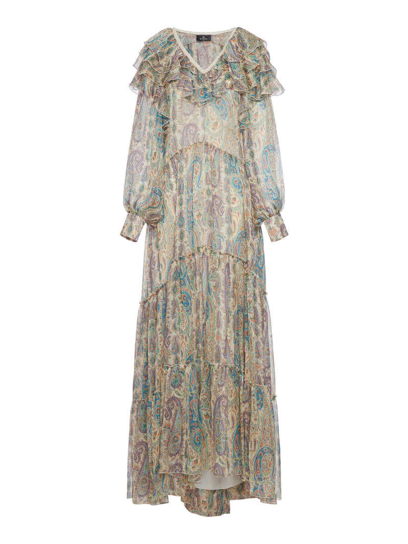 Etro Women Long Silk Dress With Floral Paisley Pattern ETRO