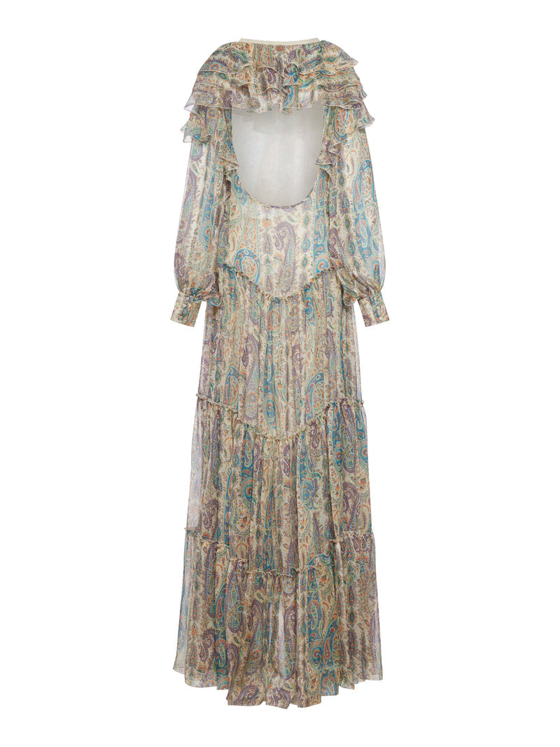Etro Women Long Silk Dress With Floral Paisley Pattern ETRO