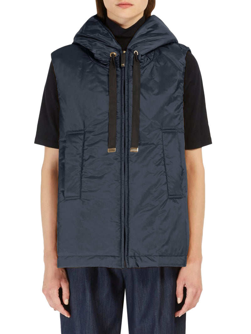 Max Mara The Cube Women Padded Vest With Hood In Waterproof Canvas MAX MARA THE CUBE