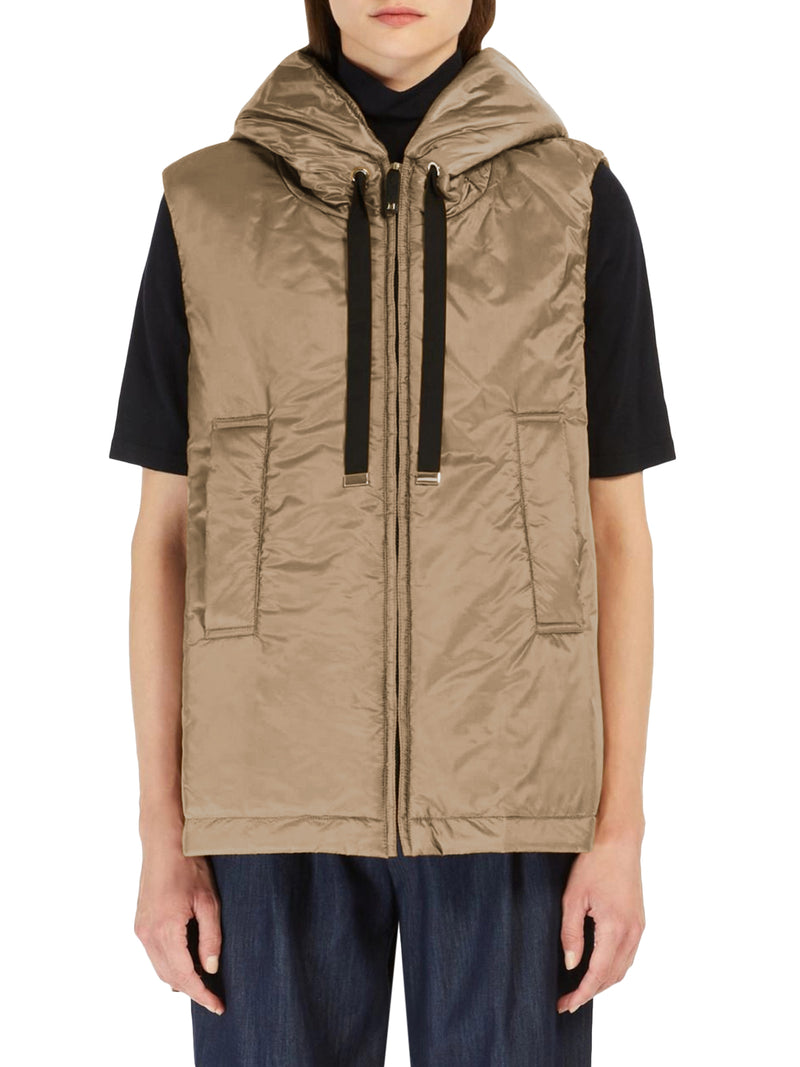 Max Mara The Cube Women Padded Vest With Hood In Waterproof Canvas MAX MARA THE CUBE