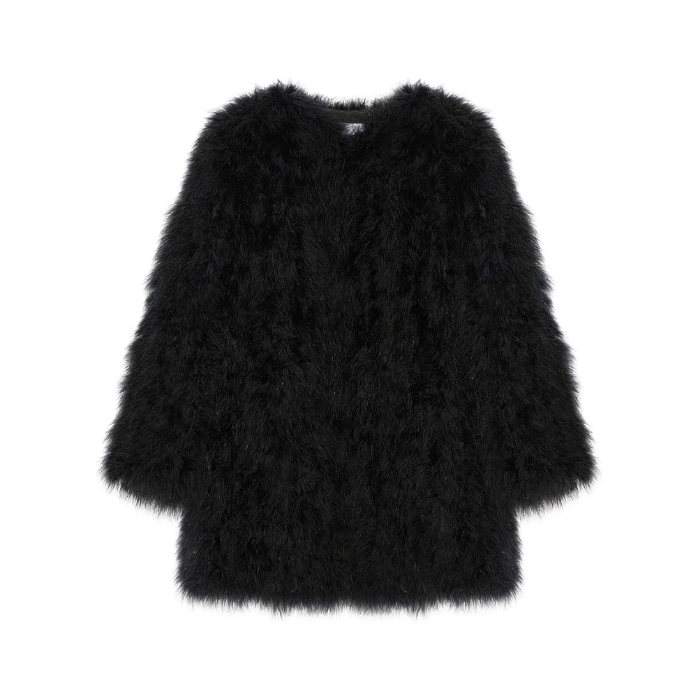 Yves Salomon Black Coats - Faux Fur Coats Women YVES SALOMON