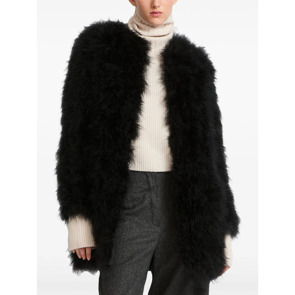 Yves Salomon Black Coats - Faux Fur Coats Women YVES SALOMON