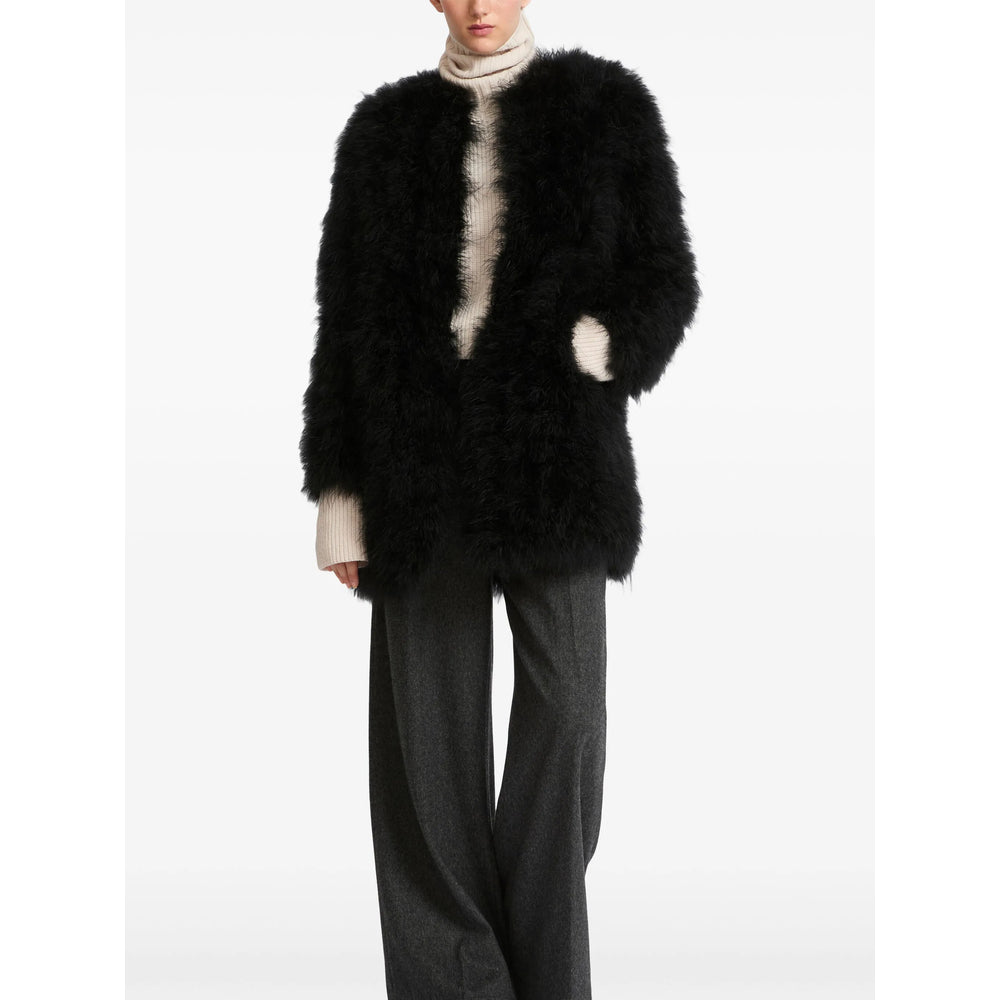 Yves Salomon Black Coats - Faux Fur Coats Women YVES SALOMON