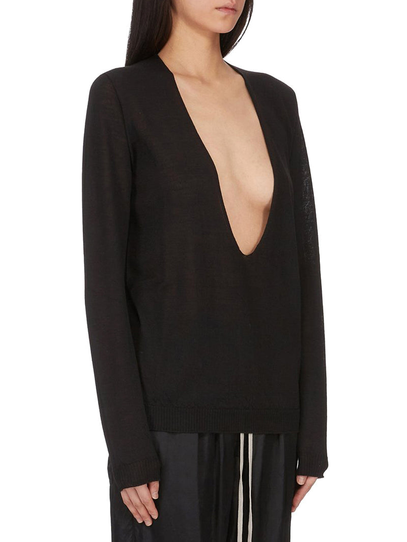 Rick Owens Women V-Neck Sweater In Virgin Wool RICK OWENS
