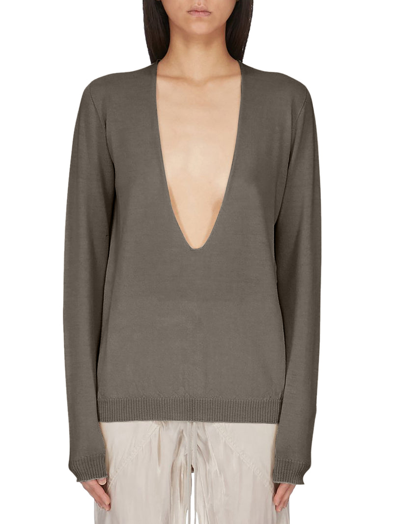 Rick Owens Women V-Neck Sweater In Virgin Wool RICK OWENS