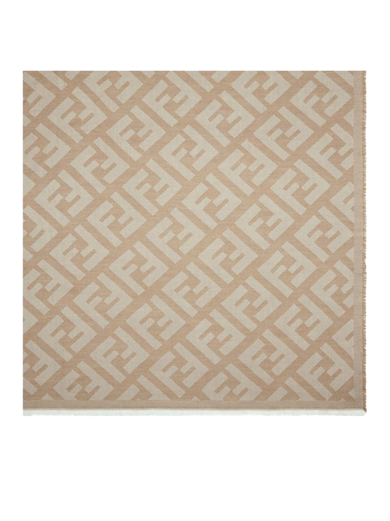 Fendi Women Ff Shawl In Beige Wool And Cashmere FENDI