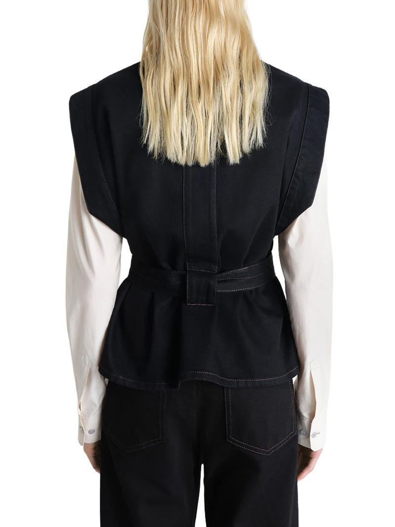 Lemaire Women Denim Top With Waist Belt LEMAIRE