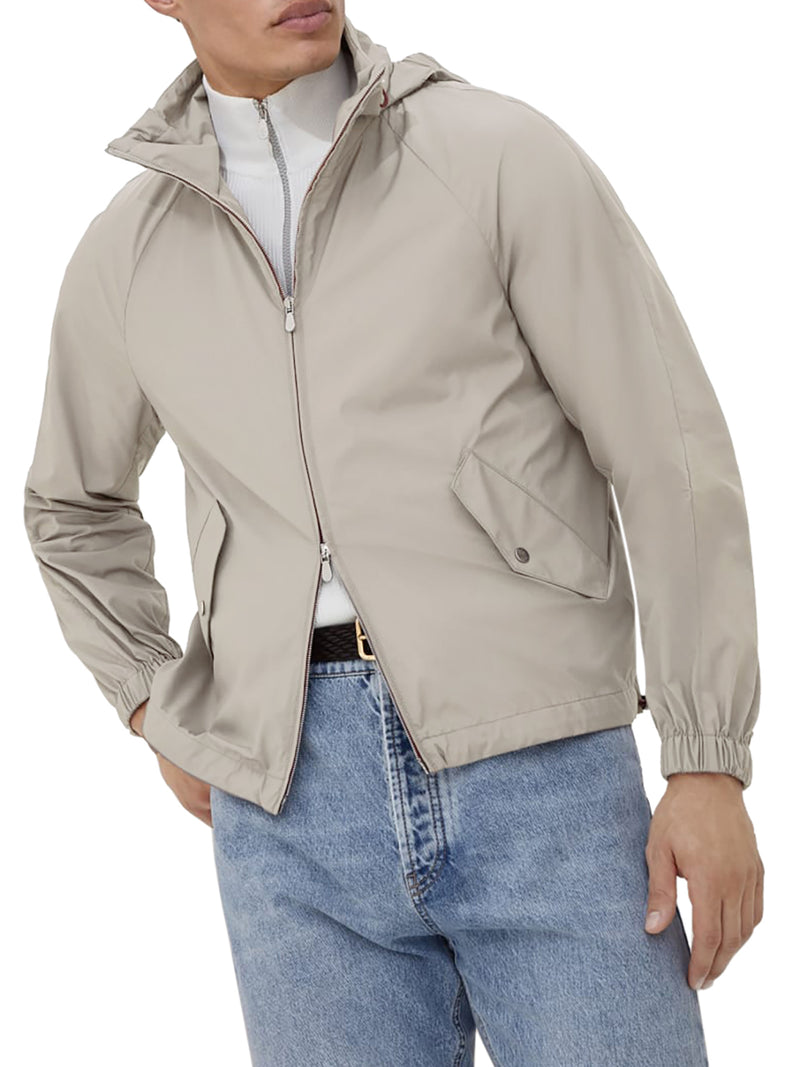 Brunello Cucinelli Men Unlined Outerwear In Technical Fabric With Hood BRUNELLO CUCINELLI