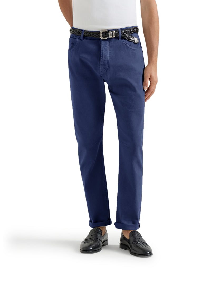 Brunello Cucinelli Men Five-Pocket Garment-Dyed Denim Trousers BRUNELLO CUCINELLI