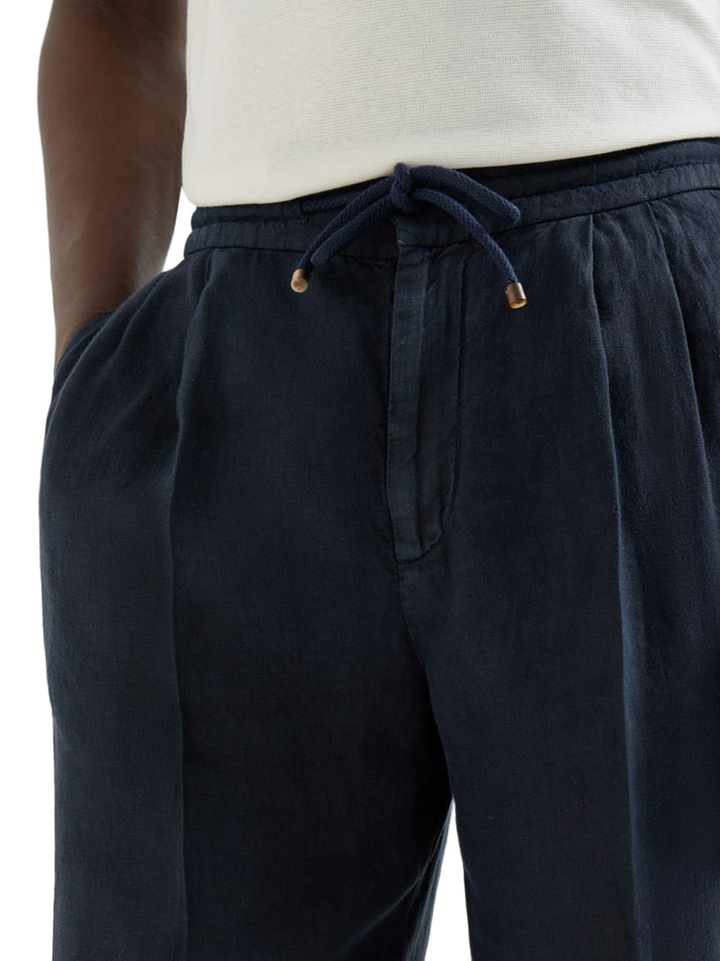 Brunello Cucinelli Men Linen Trousers With Drawstring BRUNELLO CUCINELLI
