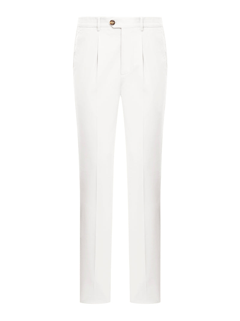 Brunello Cucinelli Men Dyed Tailored Cotton Trousers BRUNELLO CUCINELLI