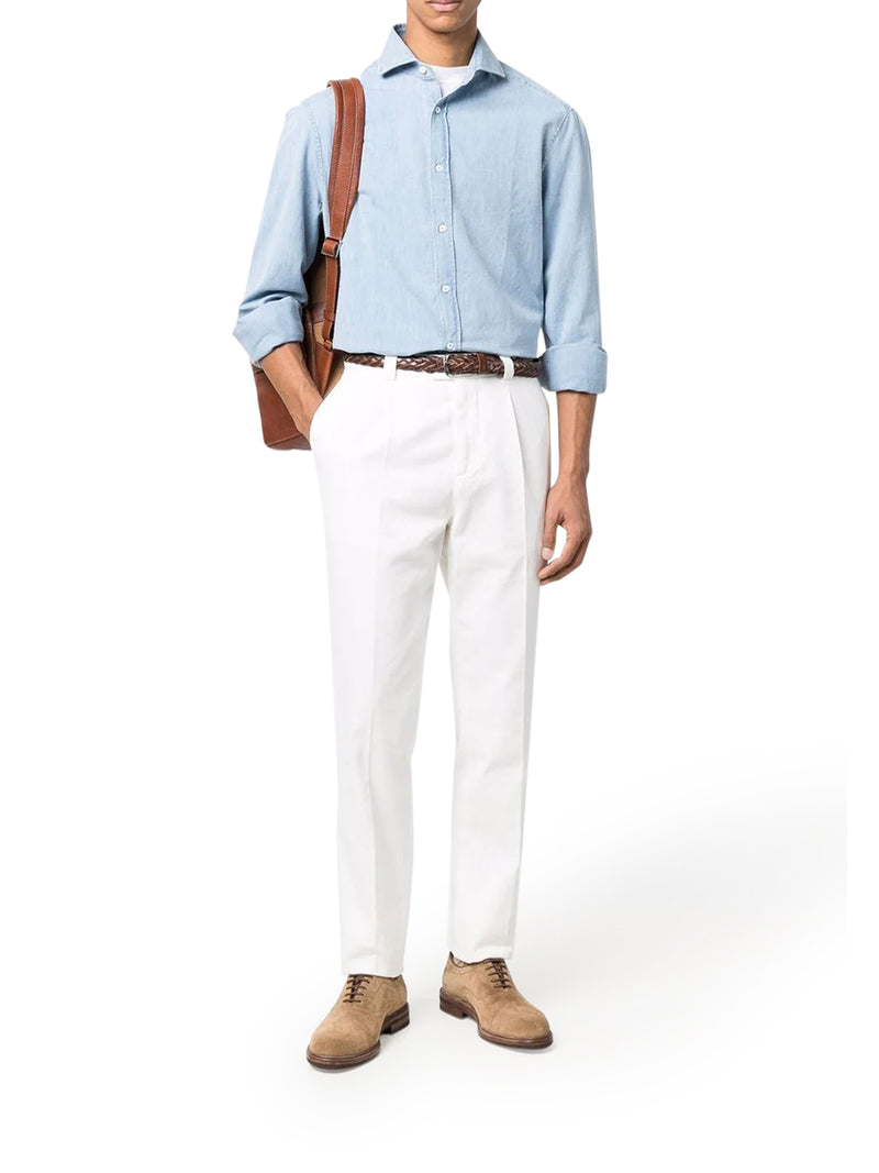 Brunello Cucinelli Men Dyed Tailored Cotton Trousers BRUNELLO CUCINELLI