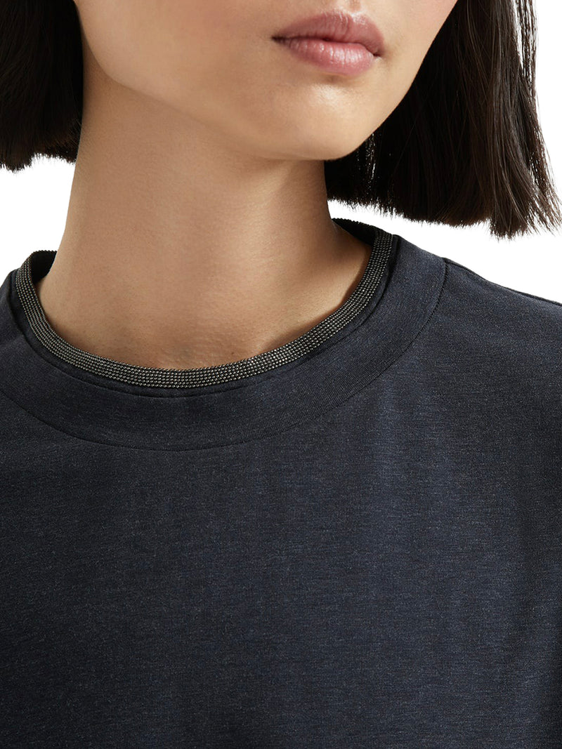 Brunello Cucinelli Women Jersey T-Shirt With Precious Faux Layering BRUNELLO CUCINELLI