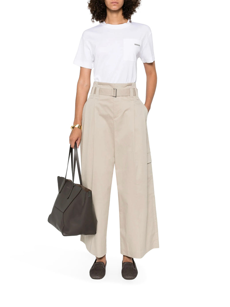Brunello Cucinelli Women Crew Neck Cotton T-Shirt With Mobile Application BRUNELLO CUCINELLI