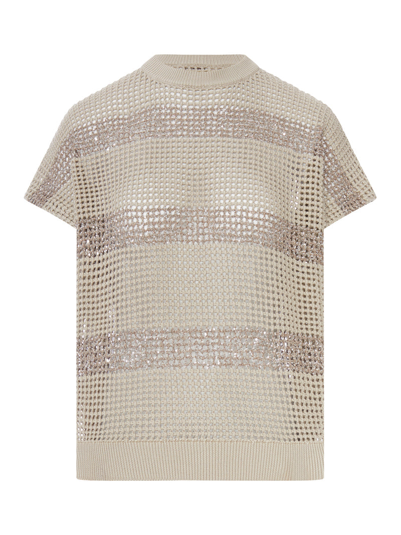 Brunello Cucinelli Women Openwork Sweater With Striped Design BRUNELLO CUCINELLI