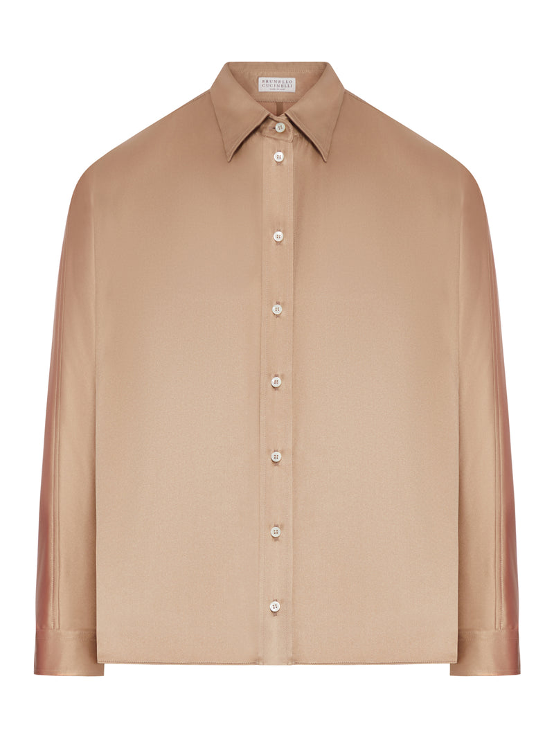 Brunello Cucinelli Women Stretch Silk Satin Shirt With Mobile BRUNELLO CUCINELLI